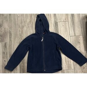 LLBean Kids Navy Blue Fleece Hooded Jacket Size Small